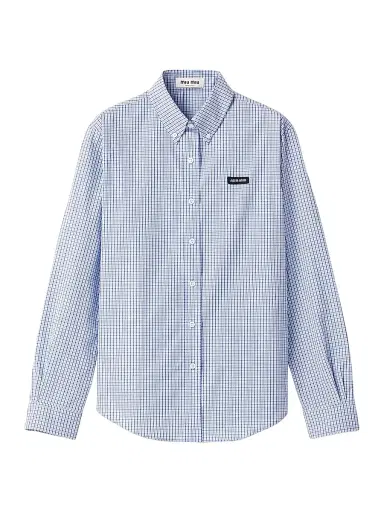Miu Miu Women's Checked Shirt - Blue - Size 4 | Thumbnail 1 Miu Miu Women's Checked Shirt - Blue - Size 4 | Thumbnail 1