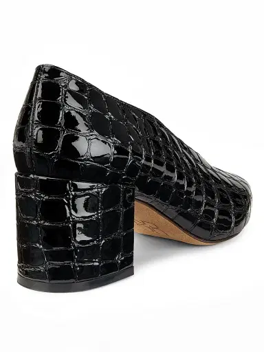 Ulla Johnson Women's Polline 65MM Croc-Embossed Leather Pumps - Black | Thumbnail 3