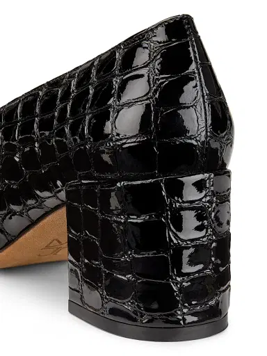 Ulla Johnson Women's Polline 65MM Croc-Embossed Leather Pumps - Black | Thumbnail 5