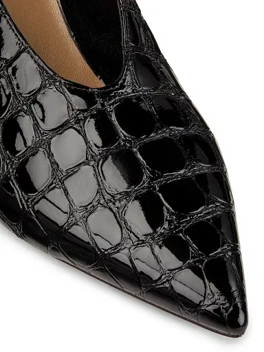 Ulla Johnson Women's Polline 65MM Croc-Embossed Leather Pumps - Black | Thumbnail 6