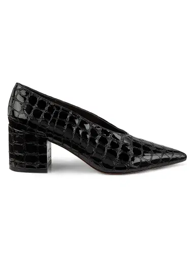 Ulla Johnson Women's Polline 65MM Croc-Embossed Leather Pumps - Black | Thumbnail 1