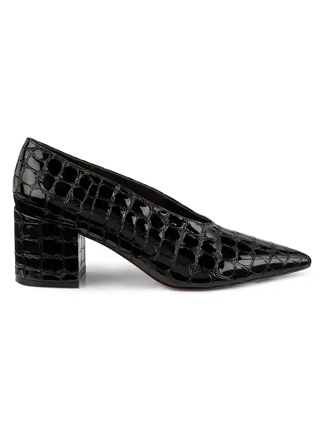 Ulla Johnson Women's Polline 65MM Croc-Embossed Leather Pumps - Black
