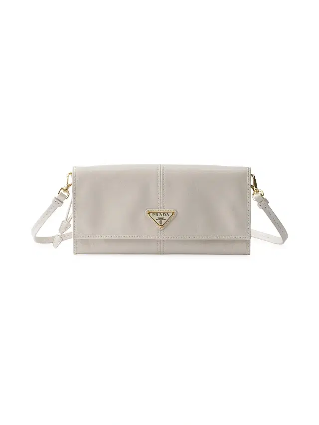 Women's Leather Wallet with Shoulder Strap - White