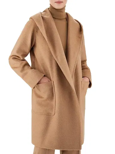 Max Mara Women's Rialto Camel Hair Hooded Wrap Coat | Thumbnail 3 Max Mara Women's Rialto Camel Hair Hooded Wrap Coat | Thumbnail 3