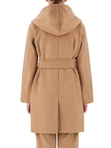 Max Mara Women's Rialto Camel Hair Hooded Wrap Coat | Thumbnail 4 Max Mara Women's Rialto Camel Hair Hooded Wrap Coat | Thumbnail 4