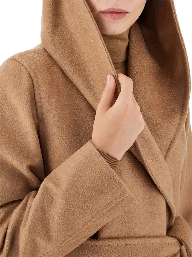 Max Mara Women's Rialto Camel Hair Hooded Wrap Coat | Thumbnail 6 Max Mara Women's Rialto Camel Hair Hooded Wrap Coat | Thumbnail 6
