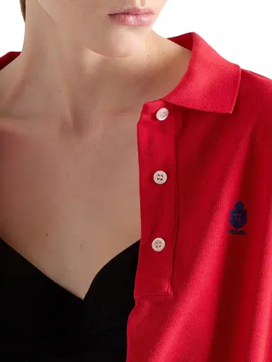 Prada Women's Long-Sleeved Cotton Pique Polo Shirt - Red - Size 6 | Thumbnail 4 Prada Women's Long-Sleeved Cotton Pique Polo Shirt - Red - Size 6 | Thumbnail 4