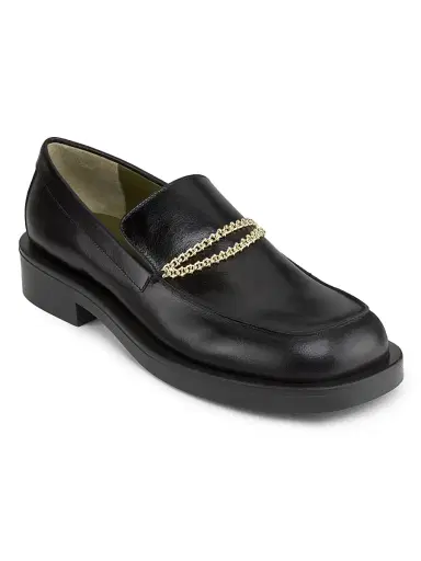 Maria Luca Women's Noemi Leather Chain Loafers - Black - Size 11 | Thumbnail 2
