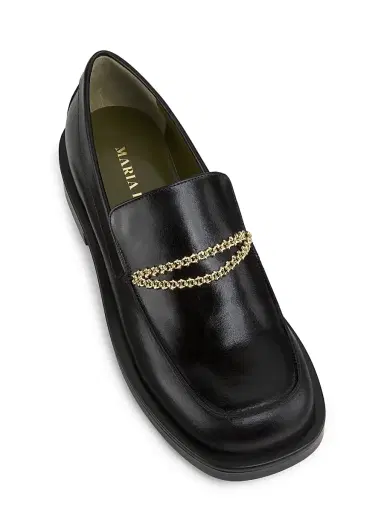Maria Luca Women's Noemi Leather Chain Loafers - Black - Size 11 | Thumbnail 4