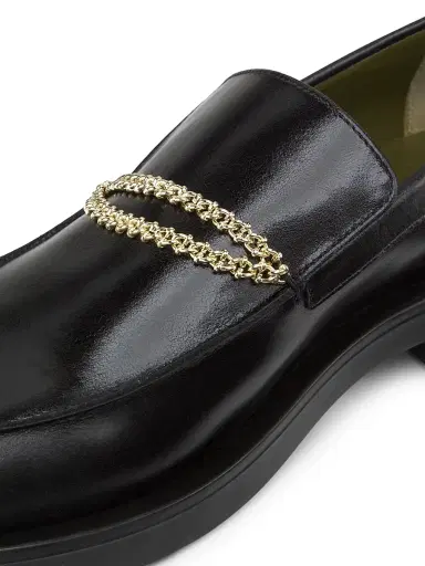 Maria Luca Women's Noemi Leather Chain Loafers - Black - Size 11 | Thumbnail 6