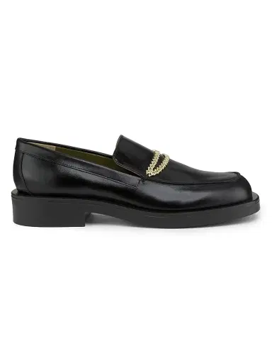 Maria Luca Women's Noemi Leather Chain Loafers - Black - Size 11 | Thumbnail 1