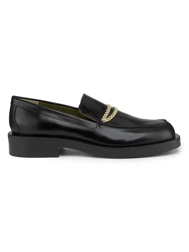 Maria Luca Women's Noemi Leather Chain Loafers - Black