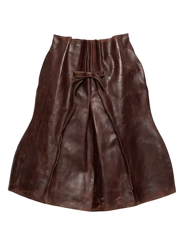 Women's Leather Midi Skirt - Brown