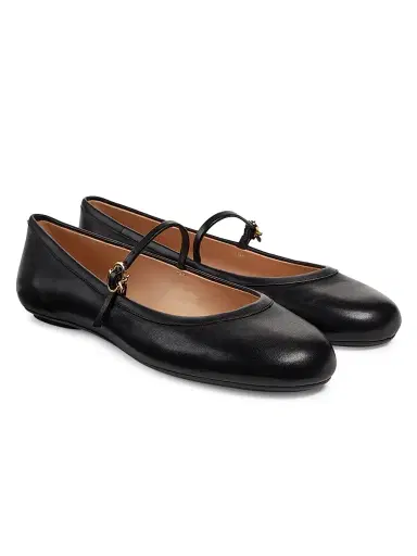 Gianvito Rossi Women's Carla Leather Ballet Flats - Black | Thumbnail 2