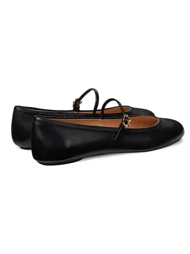 Gianvito Rossi Women's Carla Leather Ballet Flats - Black | Thumbnail 3