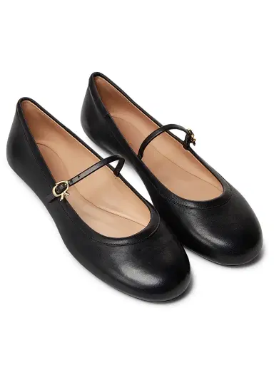 Gianvito Rossi Women's Carla Leather Ballet Flats - Black | Thumbnail 4