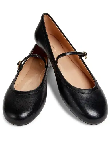 Gianvito Rossi Women's Carla Leather Ballet Flats - Black | Thumbnail 6