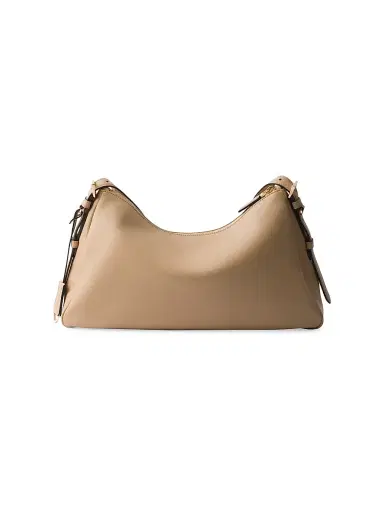 Prada Women's Aimée Large Leather Shoulder Bag - Dark Beige | Thumbnail 3 Prada Women's Aimée Large Leather Shoulder Bag - Dark Beige | Thumbnail 3