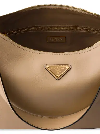 Prada Women's Aimée Large Leather Shoulder Bag - Dark Beige | Thumbnail 4 Prada Women's Aimée Large Leather Shoulder Bag - Dark Beige | Thumbnail 4