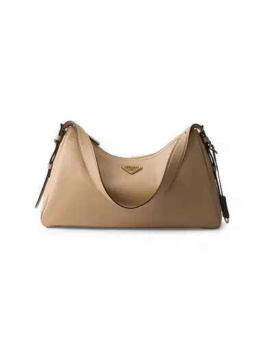 Prada Women's Aimée Large Leather Shoulder Bag - Dark Beige | Thumbnail 1 Prada Women's Aimée Large Leather Shoulder Bag - Dark Beige | Thumbnail 1