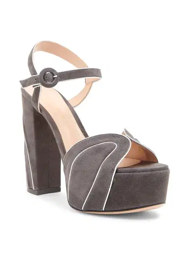 Gianvito Rossi Women's 0MM Suede Platform Sandals - Silver Lapis | Thumbnail 2