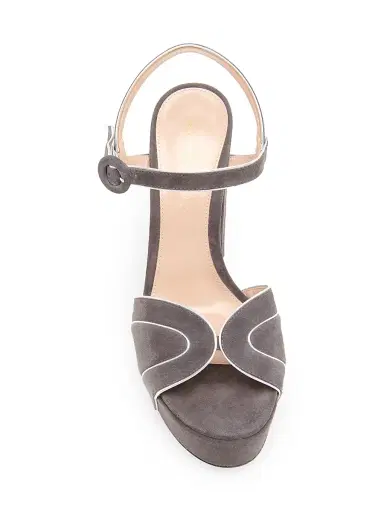 Gianvito Rossi Women's 0MM Suede Platform Sandals - Silver Lapis | Thumbnail 4