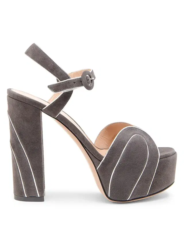 Gianvito Rossi Women's 0MM Suede Platform Sandals - Silver Lapis