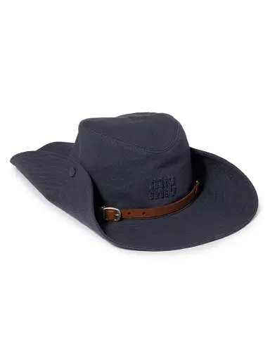 Miu Miu Women's Drill Cowboy Hat - Grey - Size Small | Thumbnail 1 Miu Miu Women's Drill Cowboy Hat - Grey - Size Small | Thumbnail 1