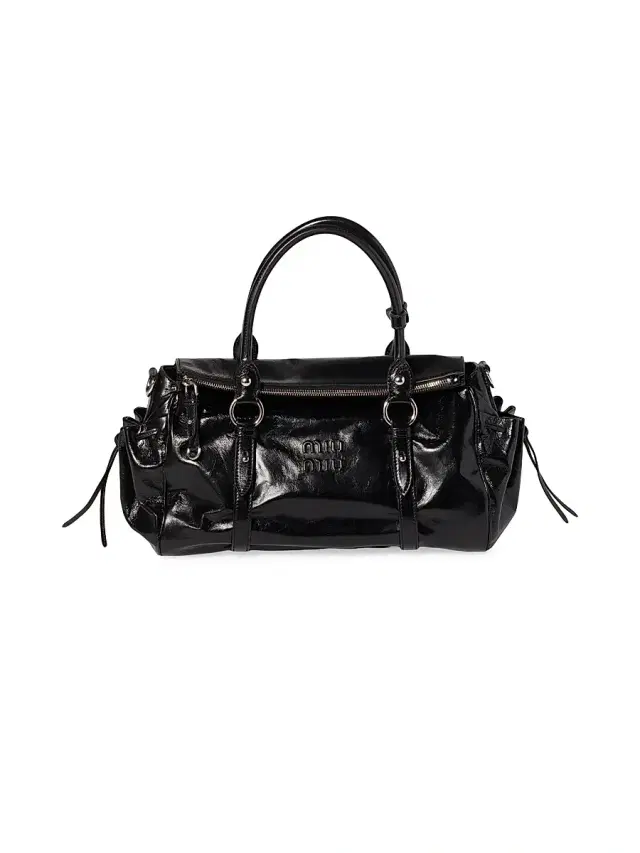 Miu Miu Women's Shiny Leather Top Handle Bag - Black