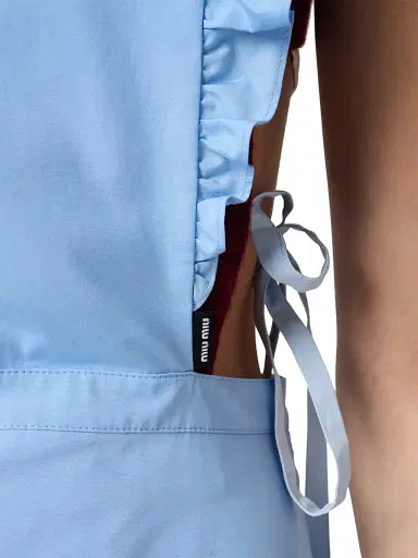 Miu Miu Women's Poplin Apron Dress - Blue - Size 2 | Thumbnail 6
