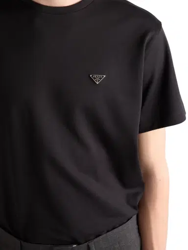 Prada Men's Cotton T-Shirt - Black | Thumbnail 5 Prada Men's Cotton T-Shirt - Black | Thumbnail 5