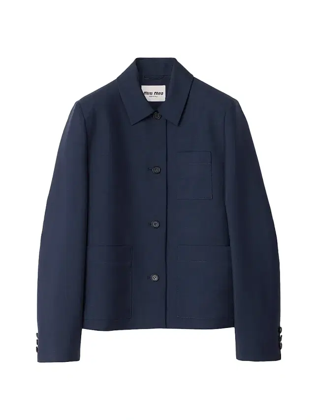Women's Single-Breasted Kid Mohair Blazer - Navy Blue