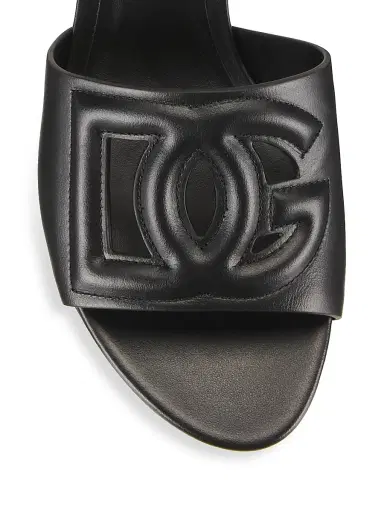 Dolce & Gabbana Women's Interlocking DG 40 Leather Mules - Black - Size 10.5 | Thumbnail 4