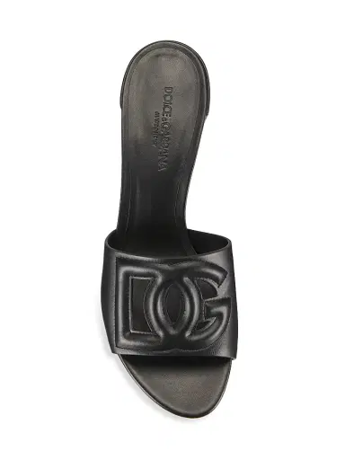 Dolce & Gabbana Women's Interlocking DG 40 Leather Mules - Black - Size 10.5 | Thumbnail 5
