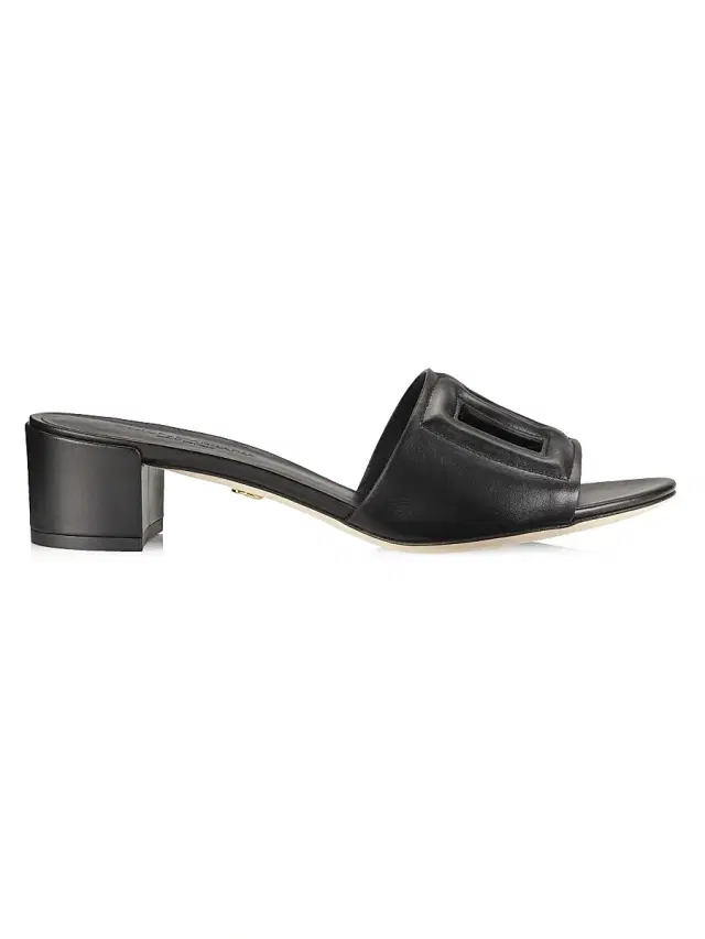 Dolce & Gabbana Women's Interlocking DG 40 Leather Mules - Black