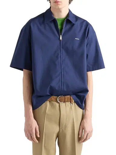 Prada Men's Short-Sleeved Technical Cotton Shirt | Thumbnail 2 Prada Men's Short-Sleeved Technical Cotton Shirt | Thumbnail 2