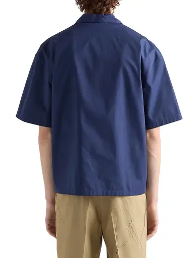 Prada Men's Short-Sleeved Technical Cotton Shirt - Blue - Size Medium | Thumbnail 3
