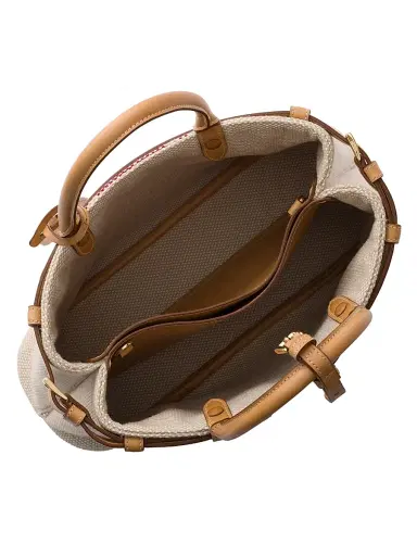 Prada Women's Buckle Canvas and Leather Tote Bag | Thumbnail 4 Prada Women's Buckle Canvas and Leather Tote Bag | Thumbnail 4