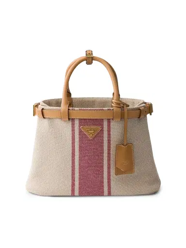 Prada Women's Buckle Canvas and Leather Tote Bag | Thumbnail 1 Prada Women's Buckle Canvas and Leather Tote Bag | Thumbnail 1