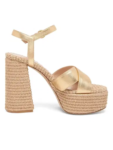Gianvito Rossi Women's Bebe Leather & Raffia Platform Sandals | Thumbnail 1 Gianvito Rossi Women's Bebe Leather & Raffia Platform Sandals | Thumbnail 1