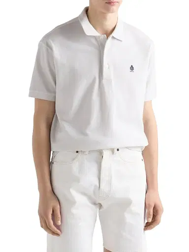 Prada Men's Garment-Dyed Cotton Polo Shirt - Beige Khaki | Thumbnail 3