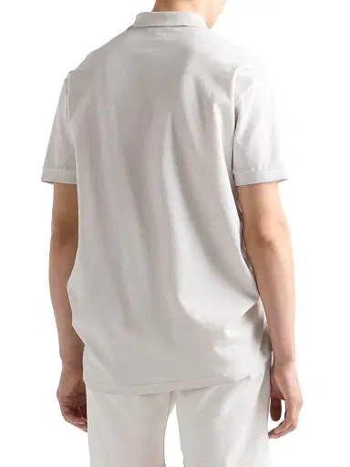 Prada Men's Garment-Dyed Cotton Polo Shirt - Beige Khaki | Thumbnail 4