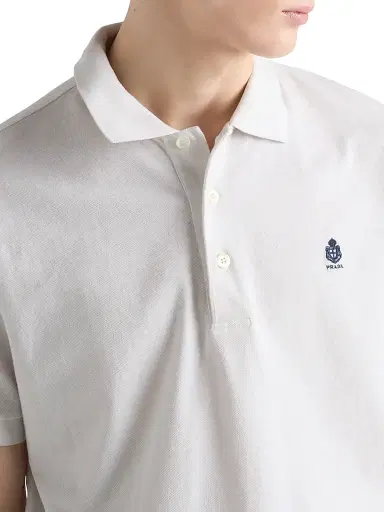 Prada Men's Garment-Dyed Cotton Polo Shirt - Beige Khaki | Thumbnail 6