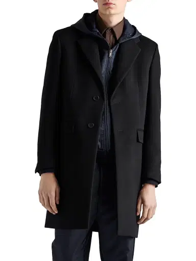 Prada Men's Technical Cotton and Re-Nylon Hoodie - Blue | Thumbnail 2 Prada Men's Technical Cotton and Re-Nylon Hoodie - Blue | Thumbnail 2