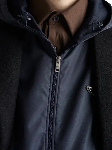 Prada Men's Technical Cotton and Re-Nylon Hoodie - Blue | Thumbnail 6 Prada Men's Technical Cotton and Re-Nylon Hoodie - Blue | Thumbnail 6