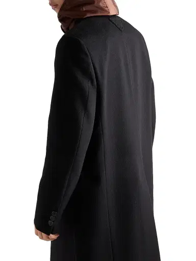 Prada Men's Single-Breasted Wool Blend Coat - Black | Thumbnail 3 Prada Men's Single-Breasted Wool Blend Coat - Black | Thumbnail 3