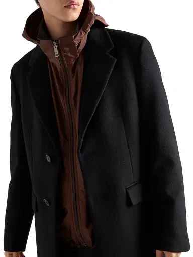 Prada Men's Single-Breasted Wool Blend Coat - Black | Thumbnail 5 Prada Men's Single-Breasted Wool Blend Coat - Black | Thumbnail 5