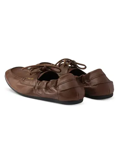 Prada Women's Shuffle Antiqued Leather Boat Loafers | Thumbnail 3 Prada Women's Shuffle Antiqued Leather Boat Loafers | Thumbnail 3