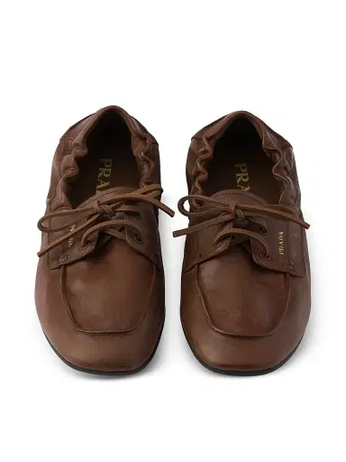 Prada Women's Shuffle Antiqued Leather Boat Loafers | Thumbnail 4 Prada Women's Shuffle Antiqued Leather Boat Loafers | Thumbnail 4
