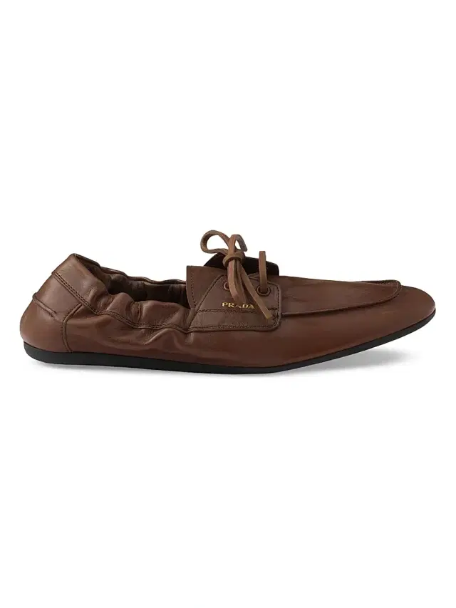 Prada Women's Shuffle Antiqued Leather Boat Loafers - Brown